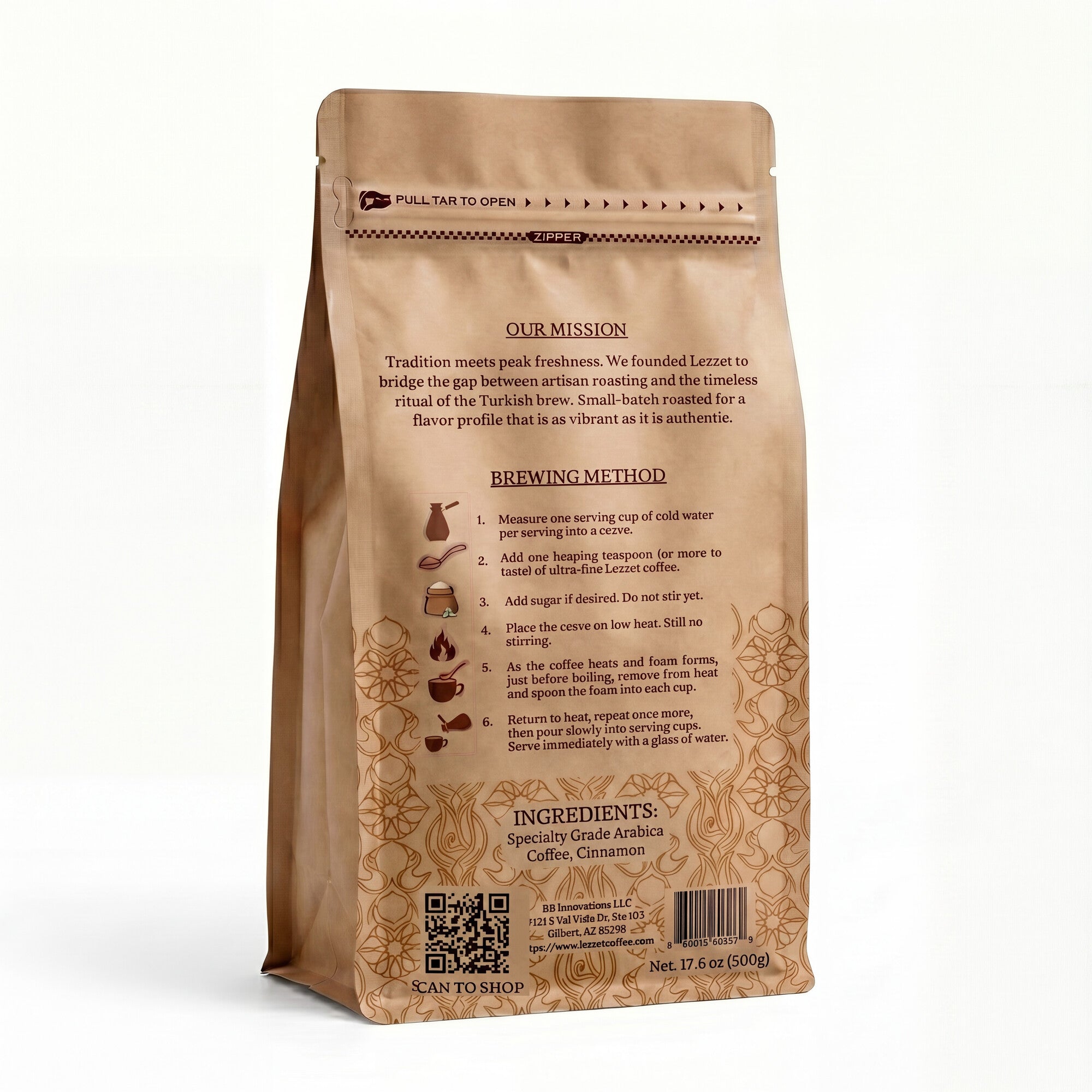Lezzet Specialty Grade Turkish Coffee - Cinnamon (17.6 oz)