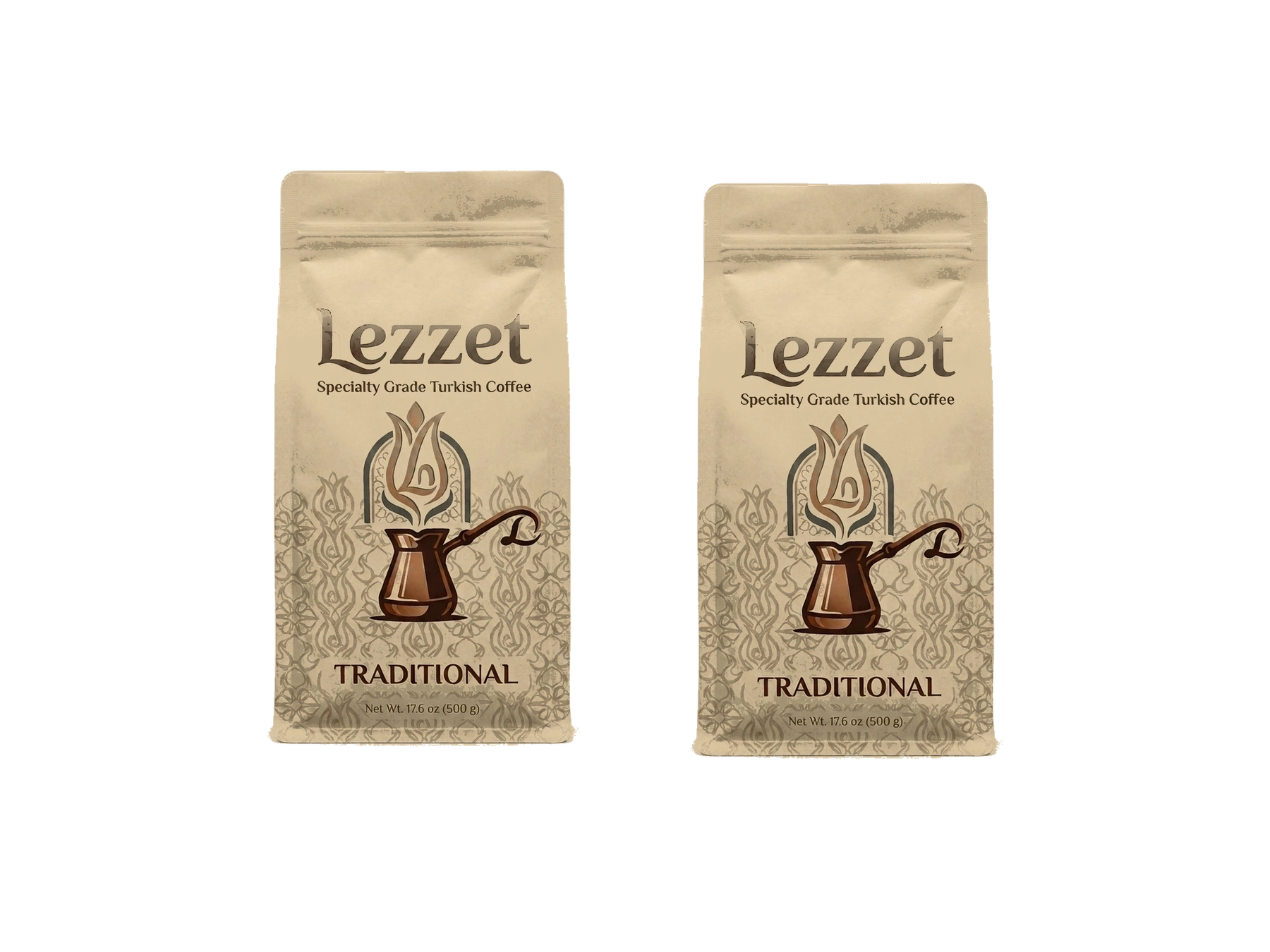 Two Lezzet Traditional Turkish coffee 17.6 oz bags